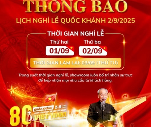 THÔNG BÁO LỊCH NGHỈ LỄ QUỐC KHÁNH 2/9/2025